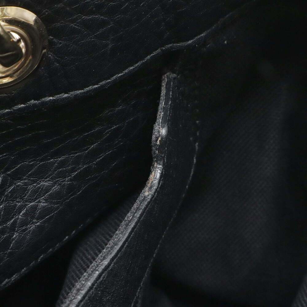 GUCCI Black Leather Bamboo Shoulder Bag - Picture 8 of 10